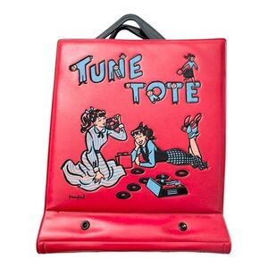 PONYTAIL Tune Tote Red Vinyl Record Book Vintage 1950’s Holds 14-45 RPM Records